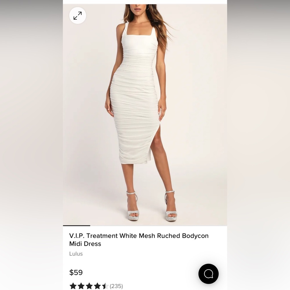 V.I.P. Treatment White Meshed Ruched Bodycon Midi Dress